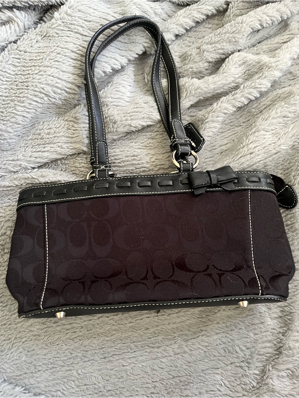 Y2K Coach Black Signature Mini Canvas Shoulder Bag